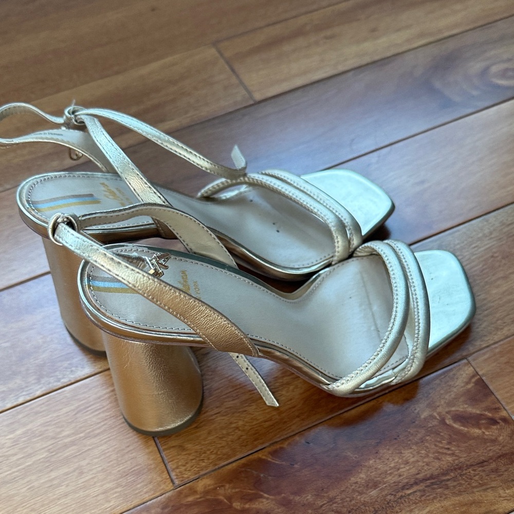 Sam Edelman Gold Strappy Block Heels